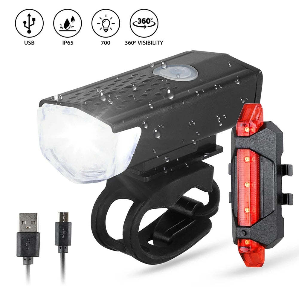 USB Rechargeable Waterproof Bike Light Flashlight-xinru