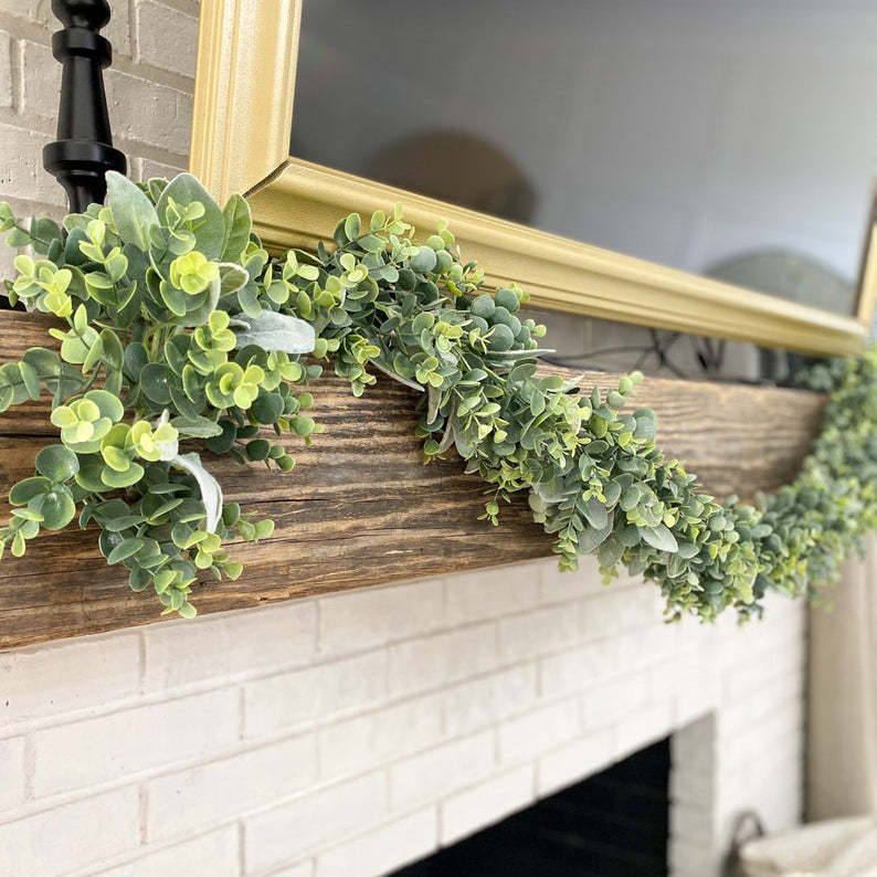 Grey Green Faux Eucalyptus Leaves Greenery Garland Party Wedding Decoration-xinru