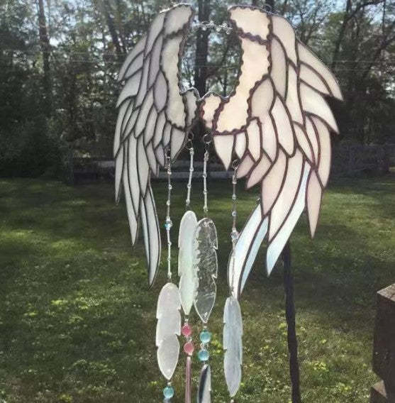 Angel Wings Wind Chime Patio Garden  Suncatcher Hanging Decor-xinru