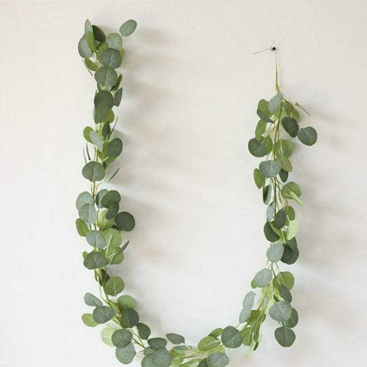5.9FT Green Faux Eucalyptus Leaves Spring Garland-xinru