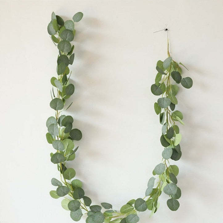 5.9FT Green Faux Eucalyptus Leaves Spring Garland-xinru