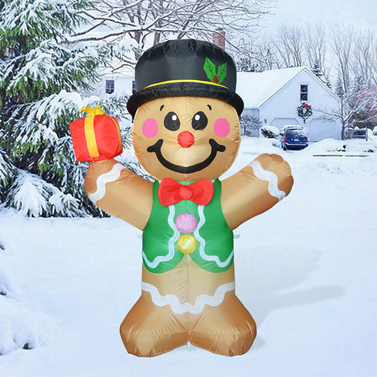 5 FT Christmas Inflatables Outdoor Gingerbread Man Cookie with LED Lights-xinru shop