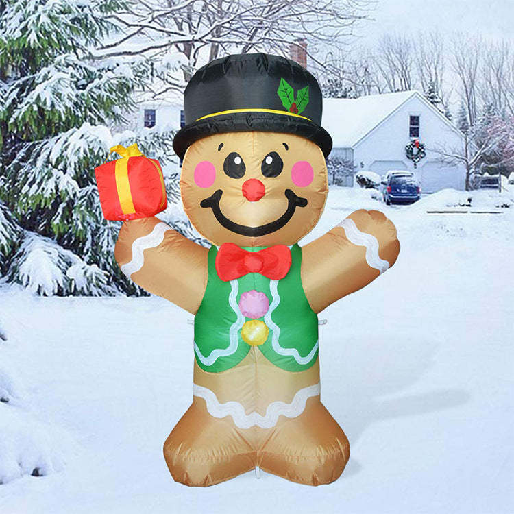 5 FT Christmas Inflatables Outdoor Gingerbread Man Cookie with LED Lights-xinru shop