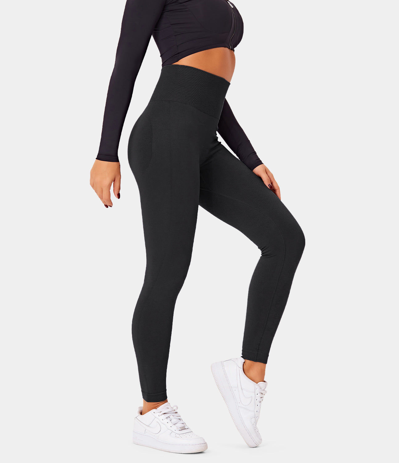 Seamless Flow High Waisted Butt Lifting Plain Full Length Leggings-xinru shop