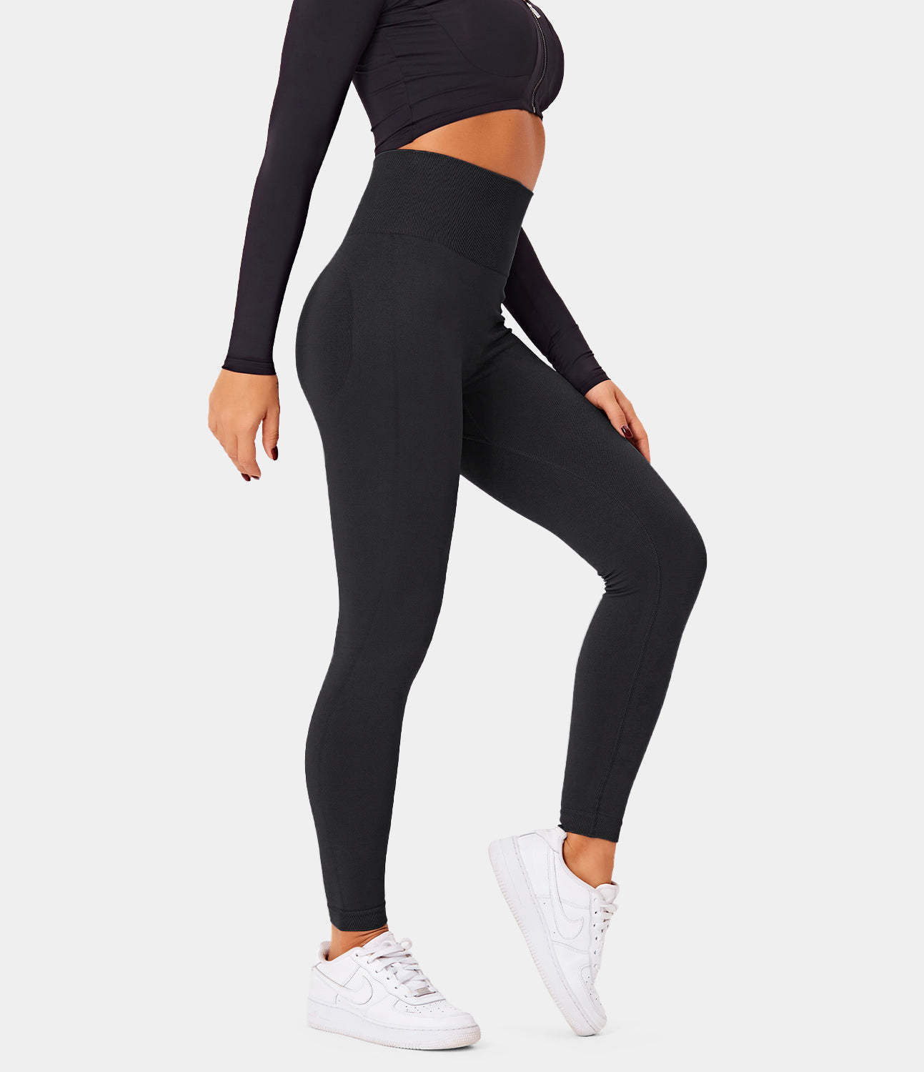 Seamless Flow High Waisted Butt Lifting Plain Full Length Leggings-xinru shop