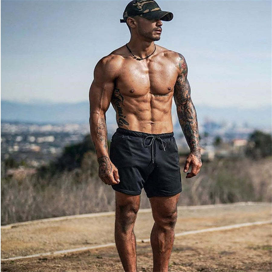 Men Drawstring Waist Sports Shorts With Phone Pocket-xinru