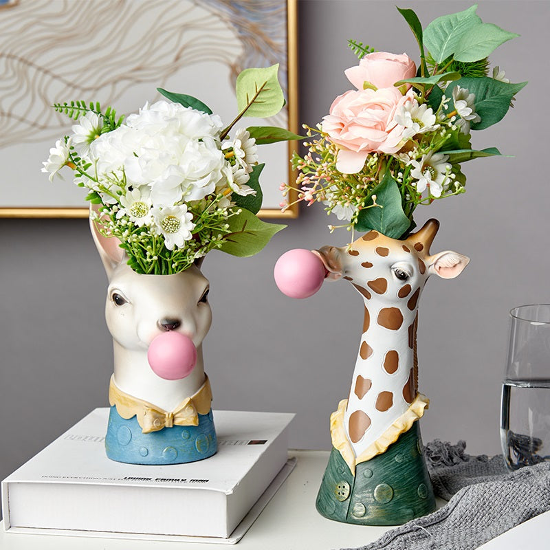 Creative Interesting Cartoon Animal Head Flowers Plant Pot-xinru