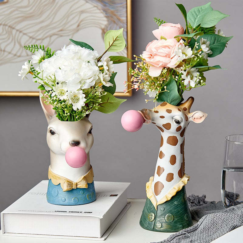 Creative Interesting Cartoon Animal Head Flowers Plant Pot-xinru