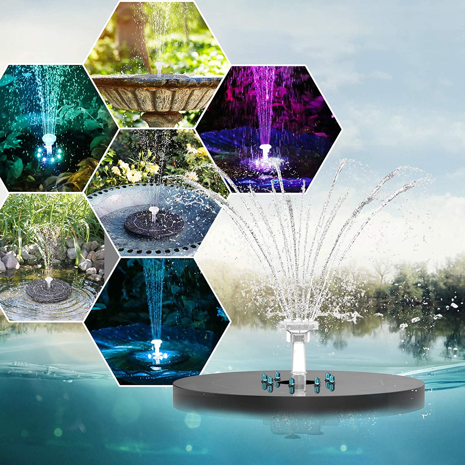 Upgraded Solar Powered LED Bird Fountain Kit Integrated Nozzle-xinru