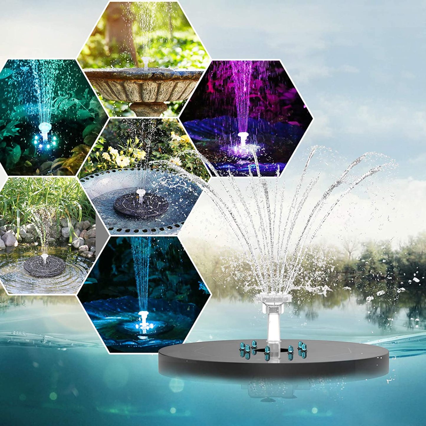 Upgraded Solar Powered LED Bird Fountain Kit Integrated Nozzle-xinru