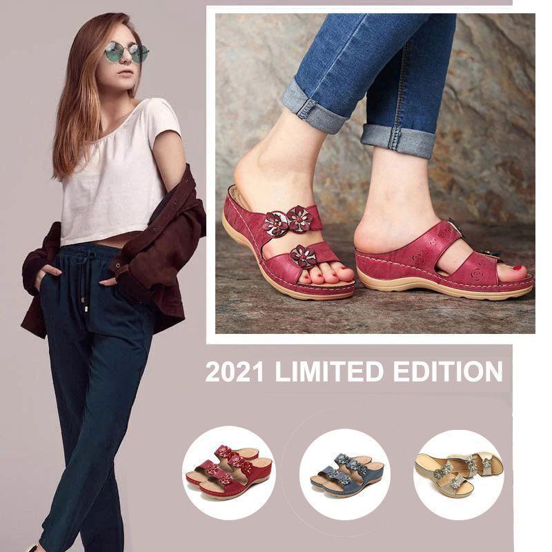 Premium Handicraft Open Toe Charming Fancy Flower Women Sandals-xinru