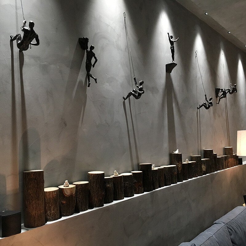 Climbing Man Wall Art Sculpture Vintage Resin Creative Hanging-xinru