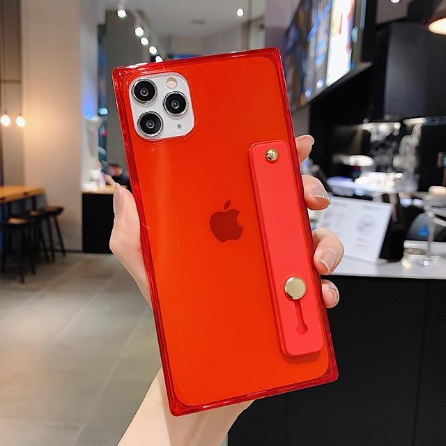 Clear Square Case + Wrist Strap-xinru