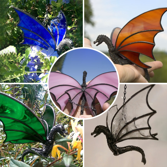 Dragon Hanging Stained Suncatcher Handmade Dinosaur Statue Window Hanging Decor-xinru