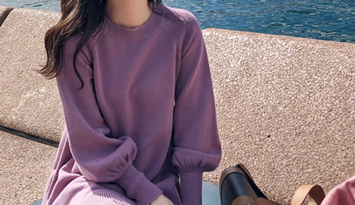 Casual Spring Sleeve Knit Cardigan Plain Dress-xinru