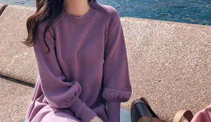 Casual Spring Sleeve Knit Cardigan Plain Dress-xinru