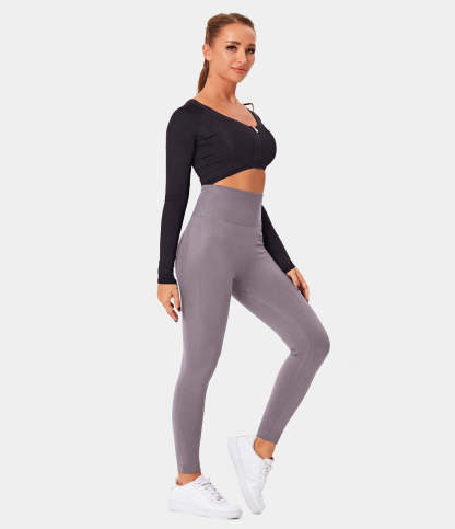 Seamless Flow High Waisted Butt Lifting Plain Full Length Leggings-xinru shop