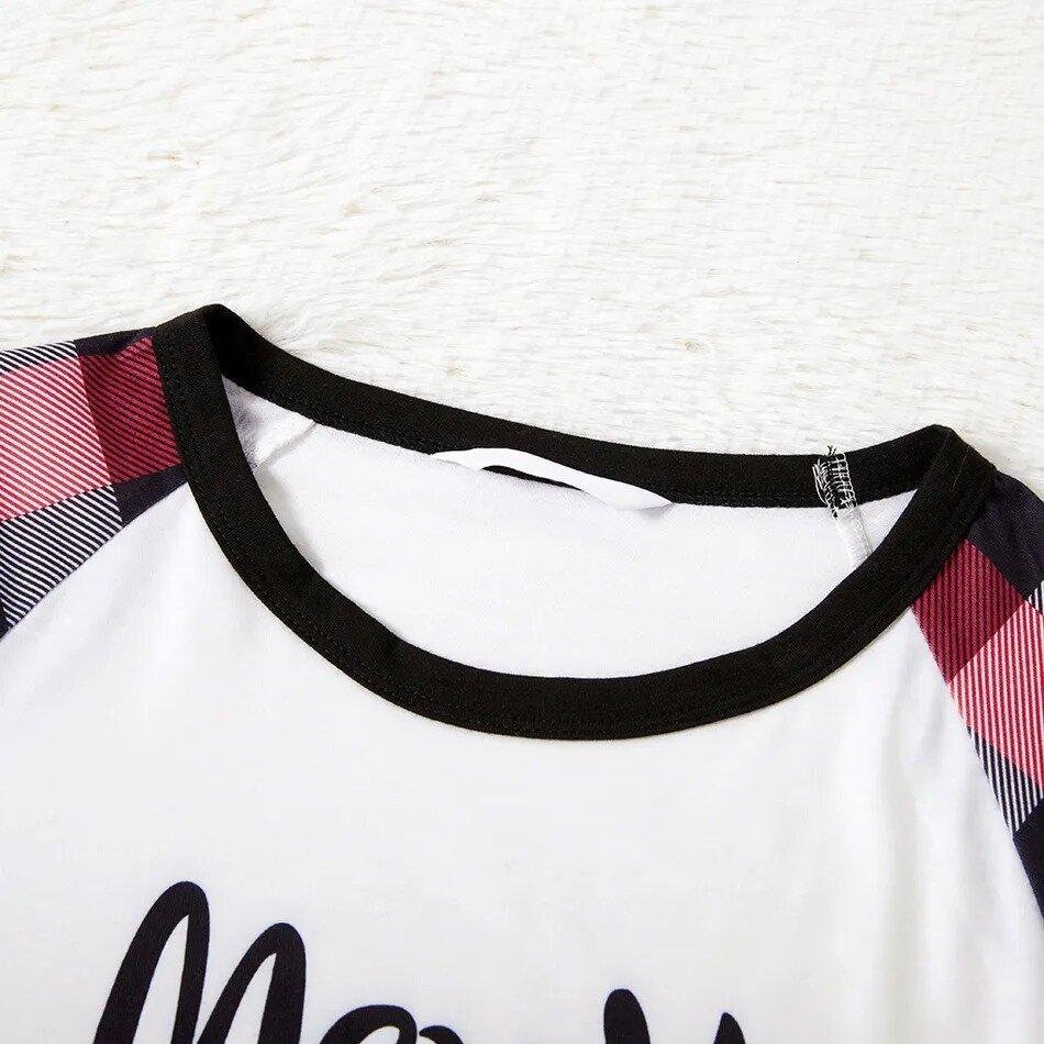 Plus Size Christmas Penguin on Sleigh and Letter Print Family Matching Raglan Long-sleeve Plaid Pajamas Sets-xinru shop