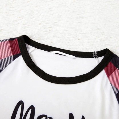 Plus Size Christmas Penguin on Sleigh and Letter Print Family Matching Raglan Long-sleeve Plaid Pajamas Sets-xinru shop
