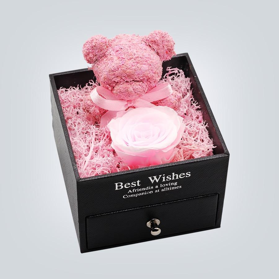 Immortal Preserved Rose Teddy Bear Box Display-xinru