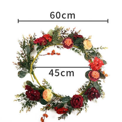Party Wedding Decoration Vintage Red Rose Eucalyptus Spring Garland-xinru