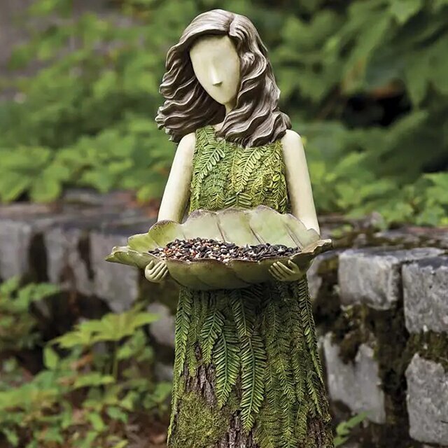 Sherwood Fern Fairy Statuary With Bird Feeder-xinru