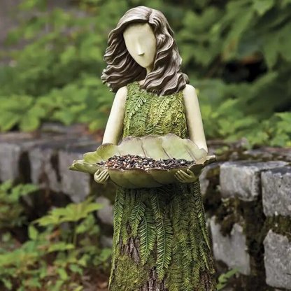 Sherwood Fern Fairy Statuary With Bird Feeder-xinru