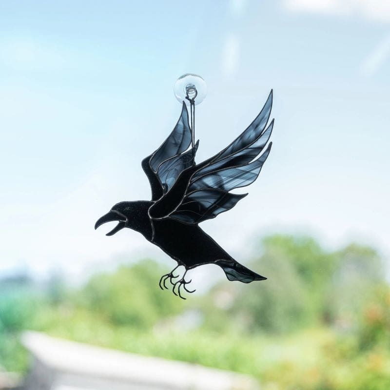 Raven Stained Glass Window Hanging-xinru