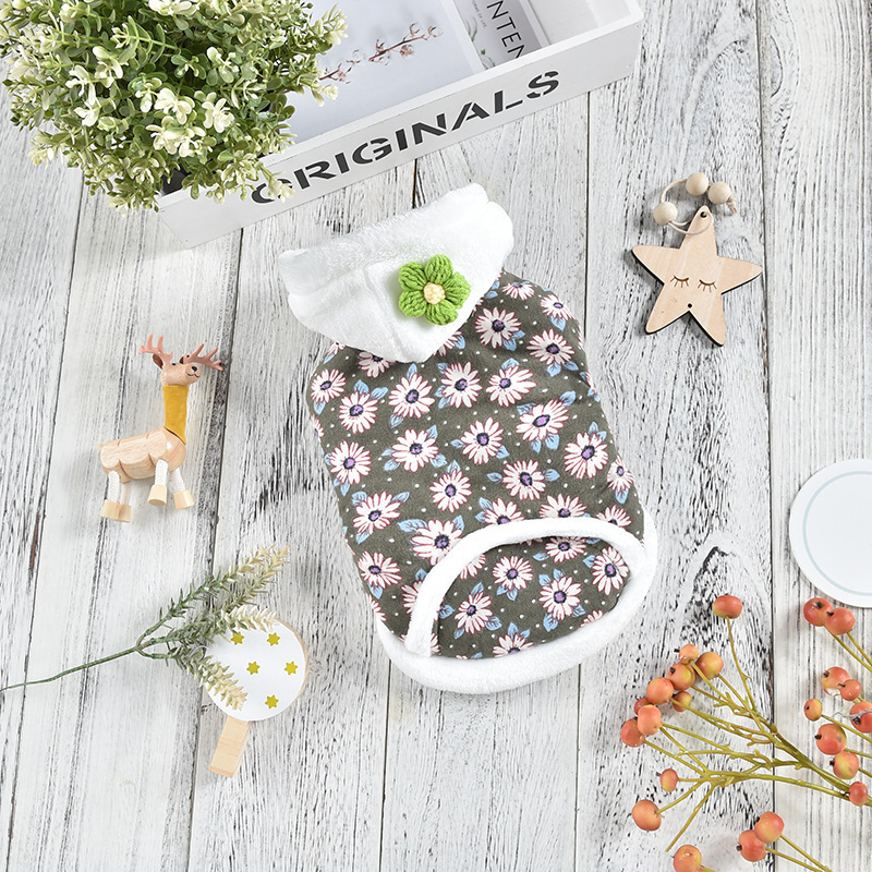 Warm Clothes for Small Dog  Two-legged Coat with Daisy Pattern for Small Dog-xinru