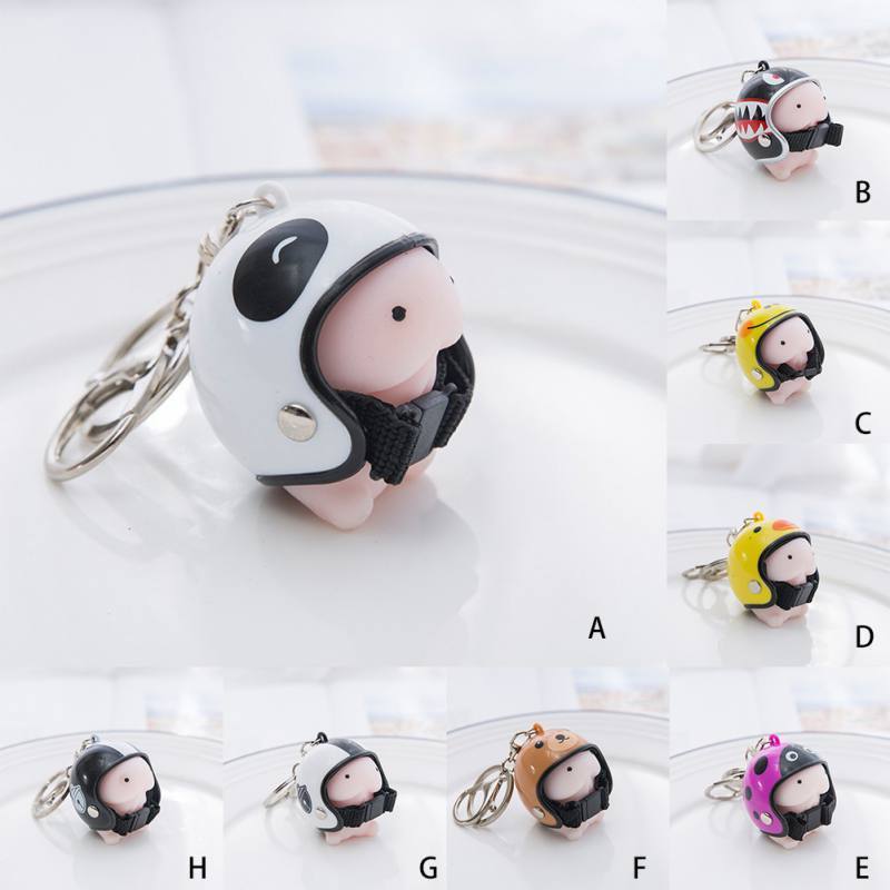 Kawaii Mochi Ding Ding Squishy Helmet Key Chain-xinru