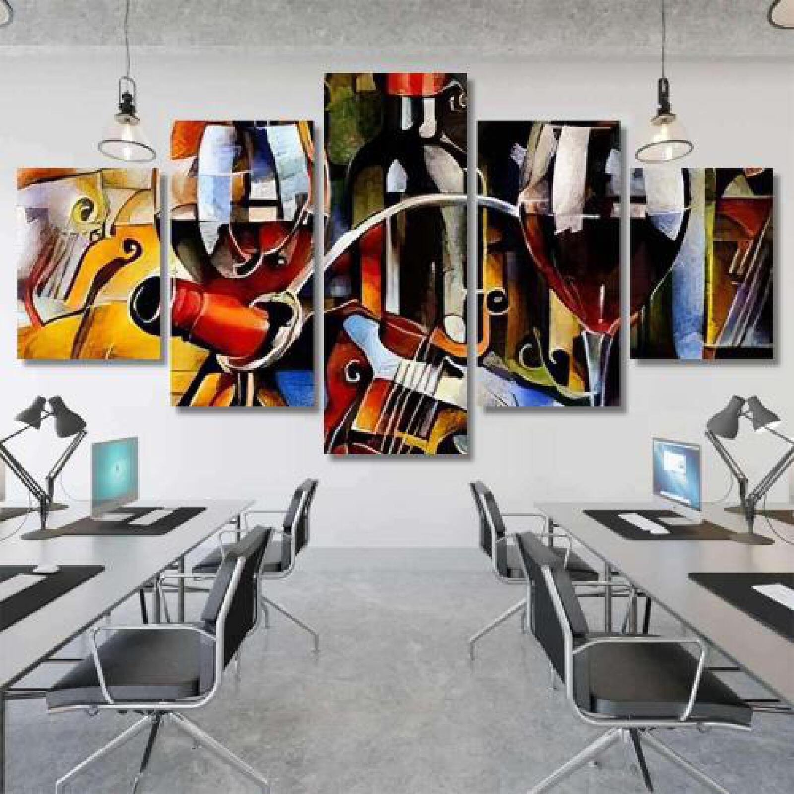 Wine Themes Style Cubism Bottles Glasses-xinru shop