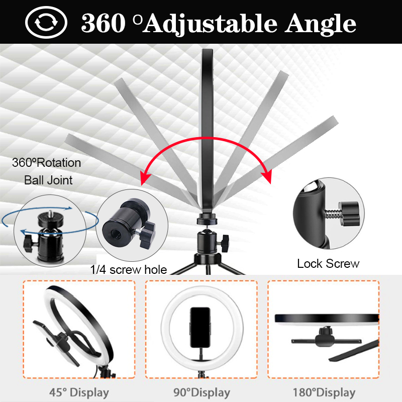 10閳?RGB Ring Light tripod LED Ring Light Selfie Ring Light with Stand RGB 26 Colors Video Light-xinru shop