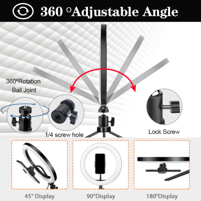 10閳?RGB Ring Light tripod LED Ring Light Selfie Ring Light with Stand RGB 26 Colors Video Light-xinru shop