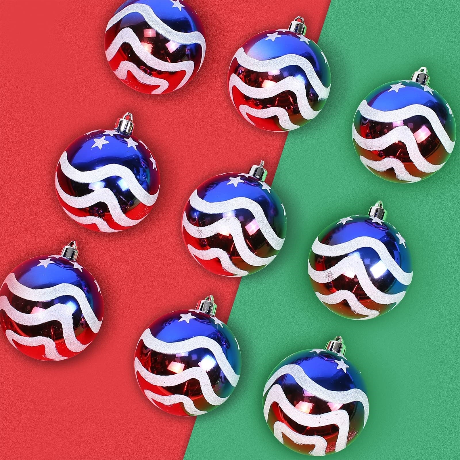 AMS 4th of July Independence Day Large Balls Ornaments Patriotic Bauble American Flag for Memorial Day Decorations (2.75'')-xinru shop