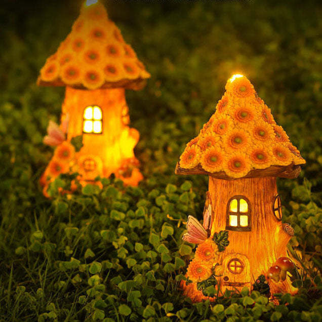 Solar Resin Tree House Outdoor LED Decorative Garden Light-xinru