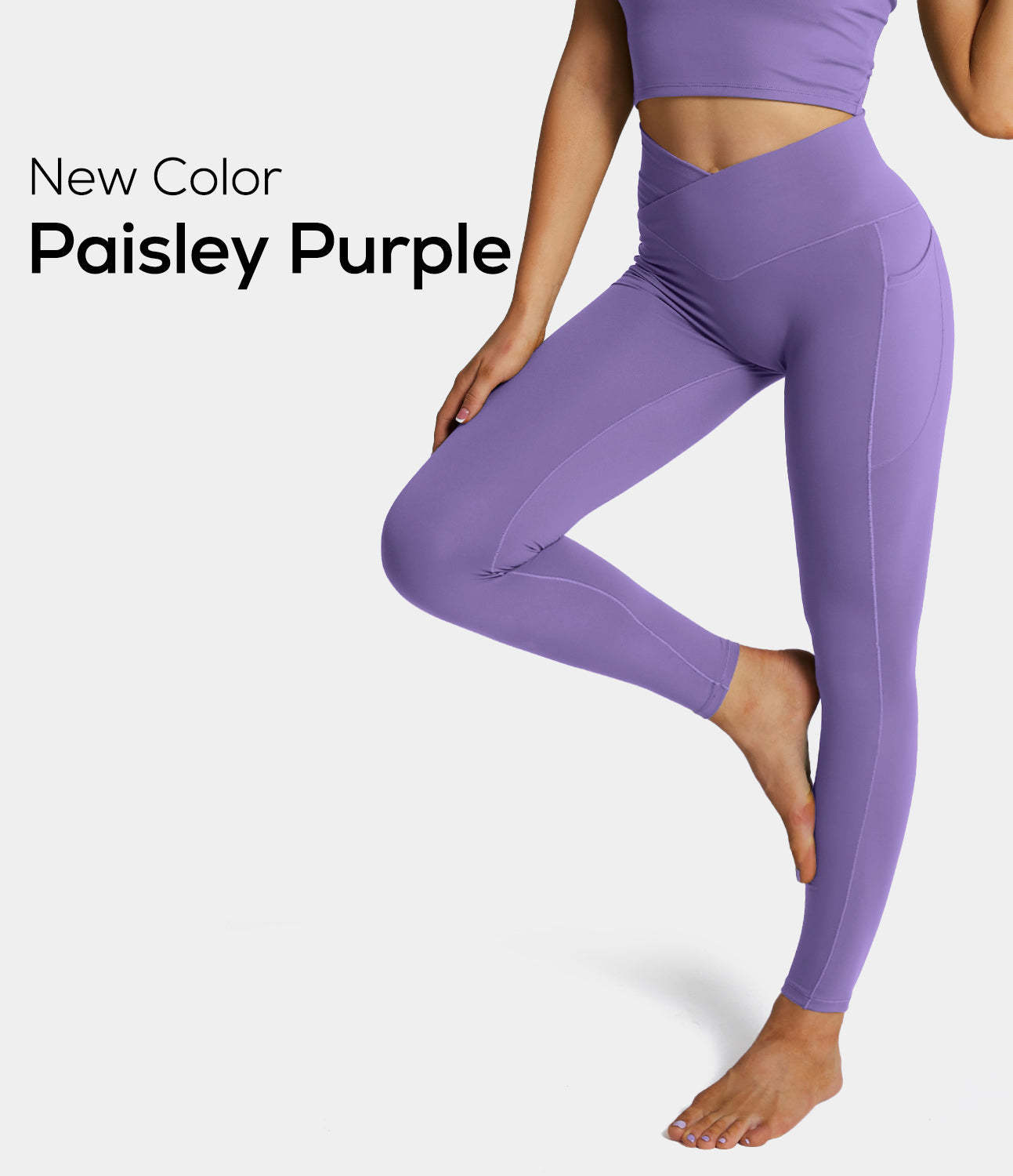 Cloudful® Crossover Pocket Plain 7/8 Leggings-xinru shop