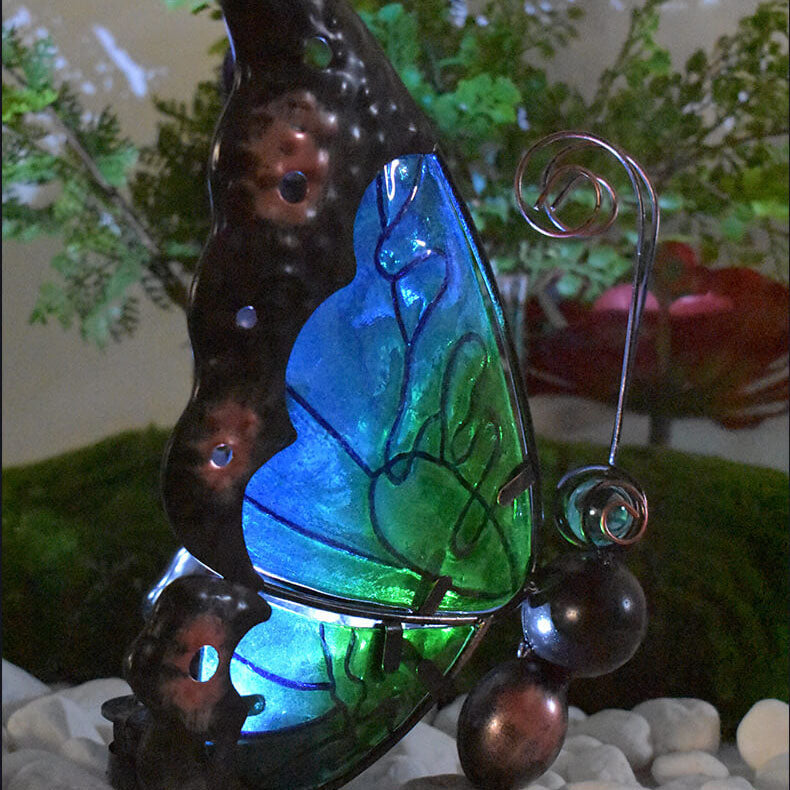Solar Glass Butterfly Outdoor LED Decorative Garden Light-xinru