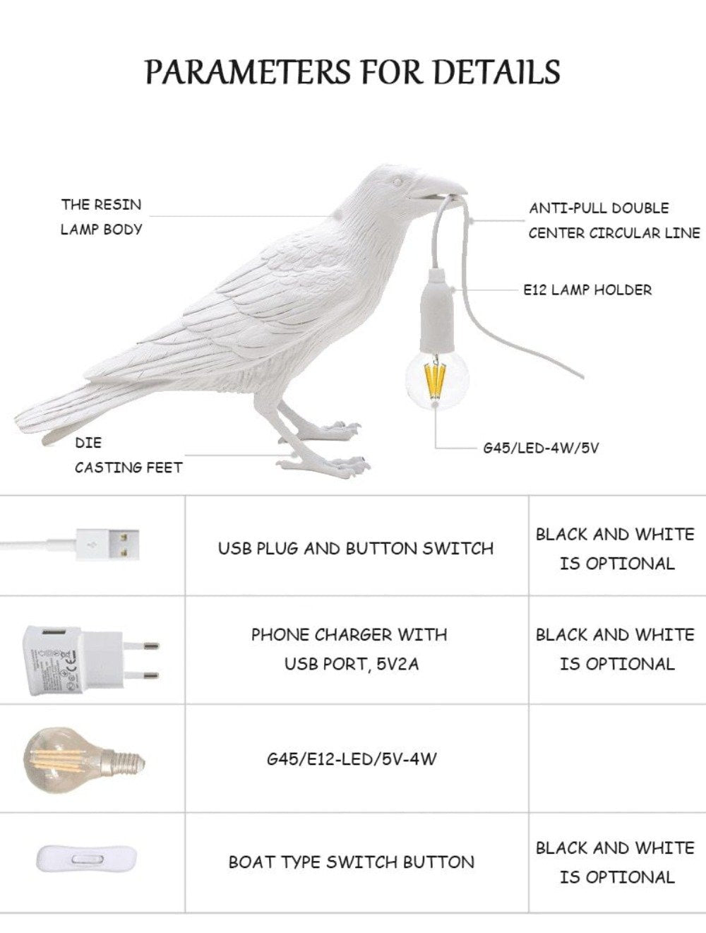Auspicious Bird Raven Standing Table Lamp-xinru