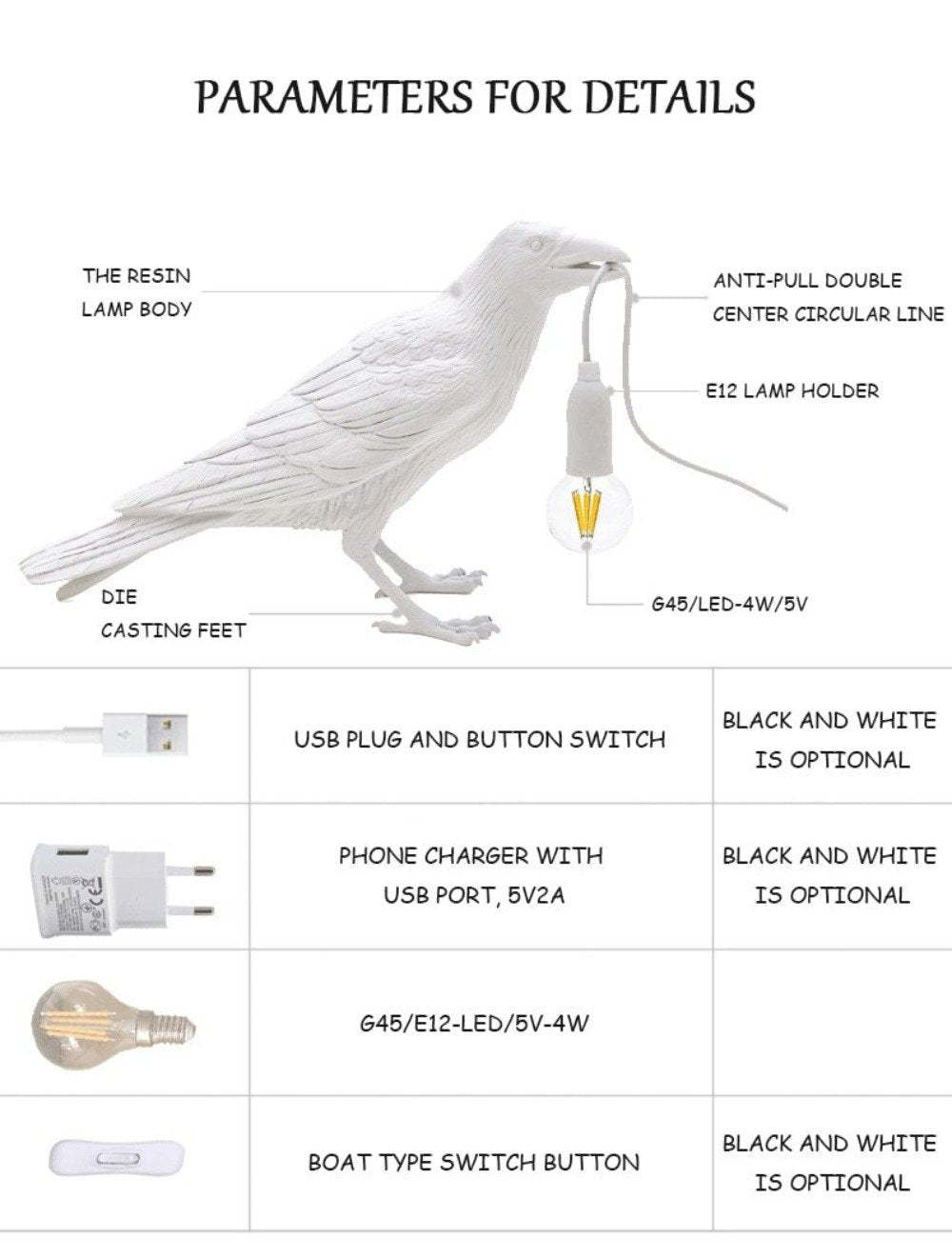 Auspicious Bird Raven Standing Table Lamp-xinru
