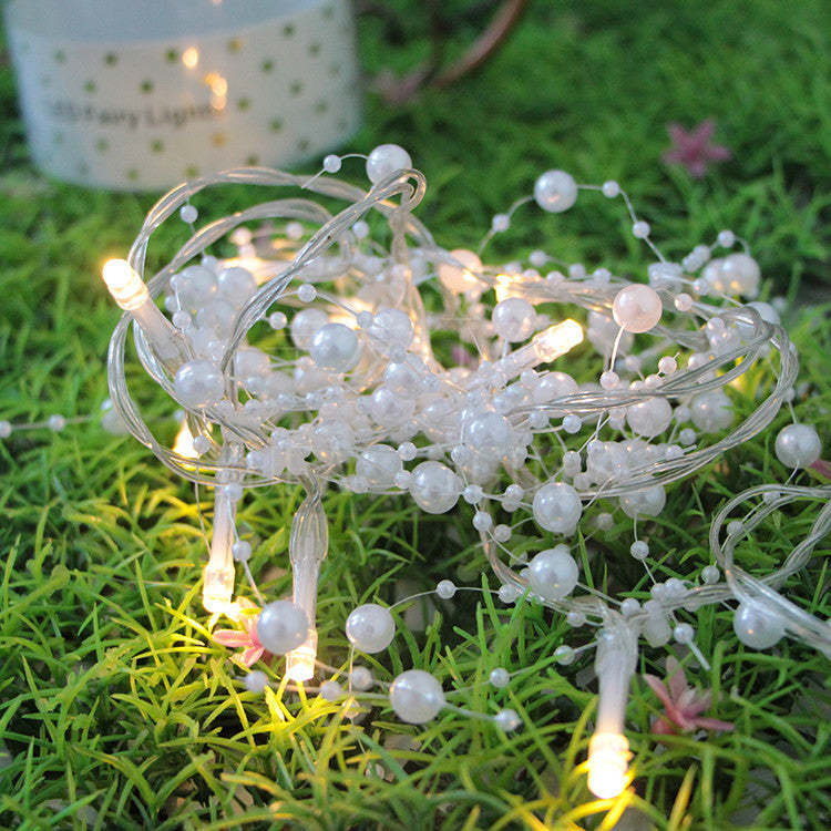 Christmas Fairy String Lights With Pearls Decor Battery Xmas Indoor-xinru