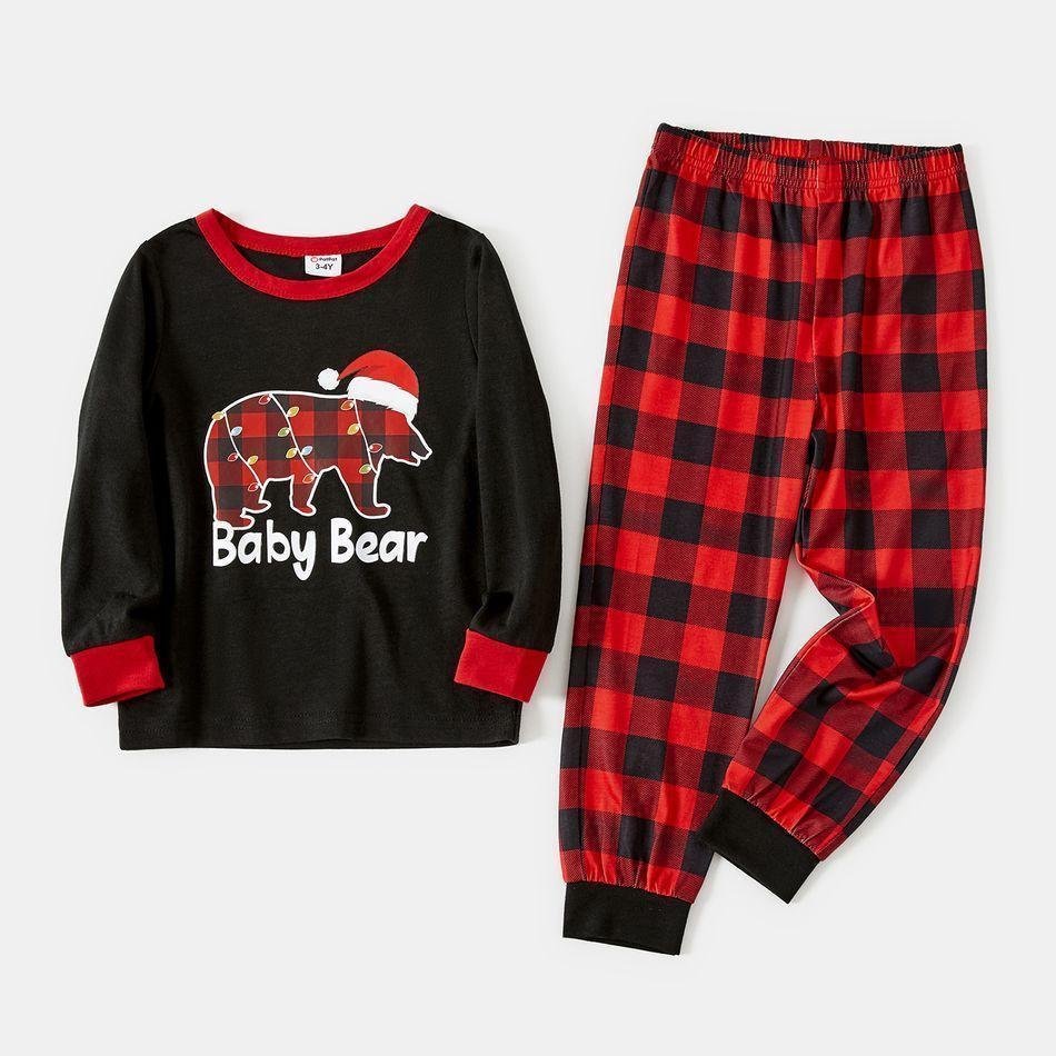 Plus Size Christmas Polar Bear in Hat and Red Plaid Print Family Matching Long-sleeve Pajamas Sets-xinru shop