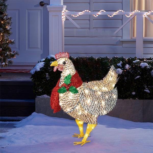 Light-Up Chicken with Scarf Christmas Holiday Decoration-xinru shop