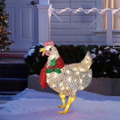 Light-Up Chicken with Scarf Christmas Holiday Decoration-xinru shop