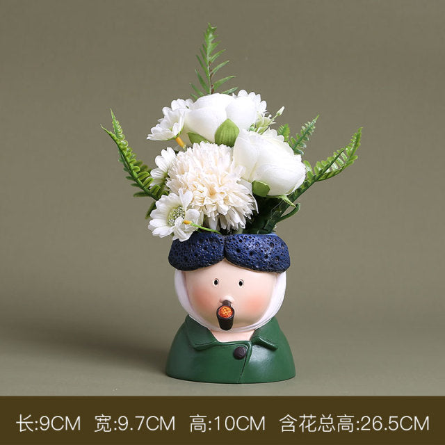 Creative Interesting Cartoon Animal Head Flowers Plant Pot-xinru