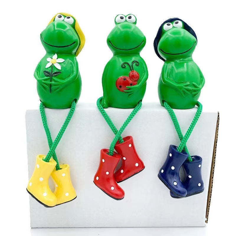 Gardening Resin Statue Cute Sitting Frog In Rain Boots Decorative Garden Ornament-xinru