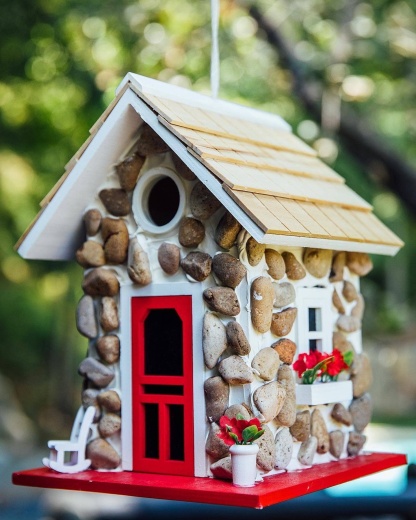 Home Bazaar Fieldstone Guest Cottage Bird Feeder-xinru