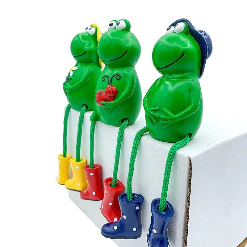 Gardening Resin Statue Cute Sitting Frog In Rain Boots Decorative Garden Ornament-xinru