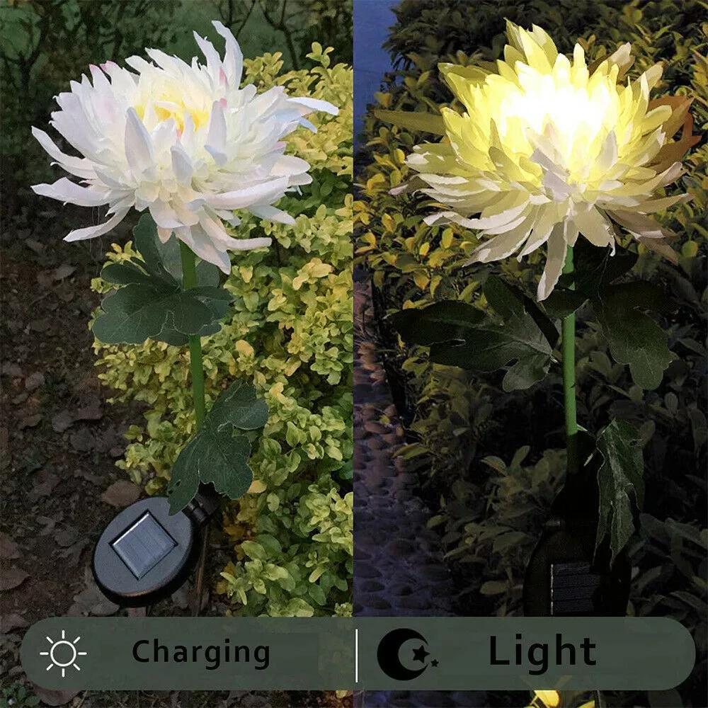 Solar Garden Chrysanthemum Flower Pile Lamp Outdoor Decoration-xinru