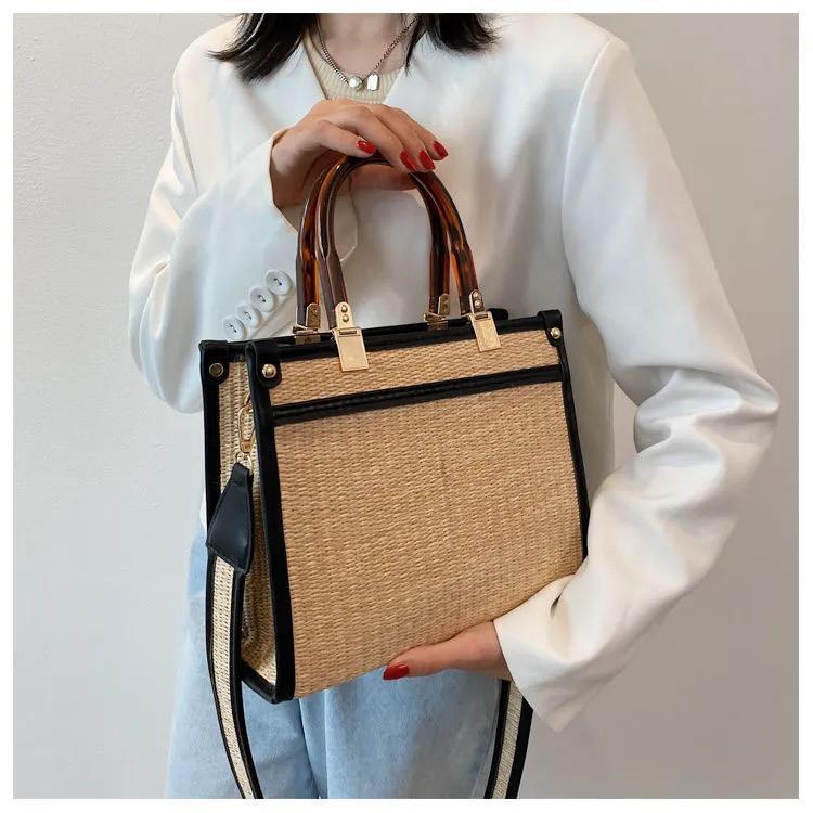 ウーブンバッグ大容量トートバッグ-xinru shop