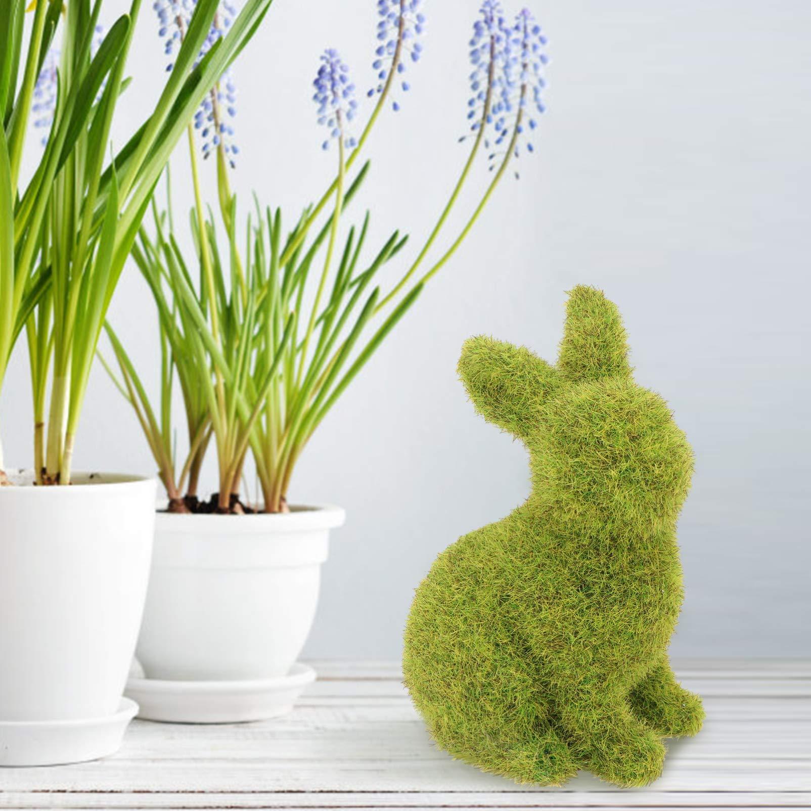 Rabbit Resin Flocked Garden Statue Decor-xinru
